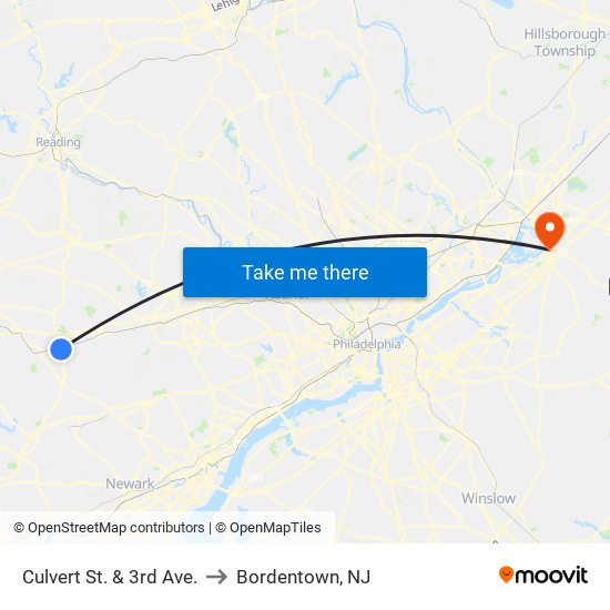 Culvert St. & 3rd Ave. to Bordentown, NJ map