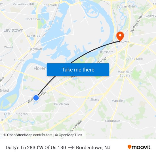 Dulty's Ln 2830'W Of Us 130 to Bordentown, NJ map
