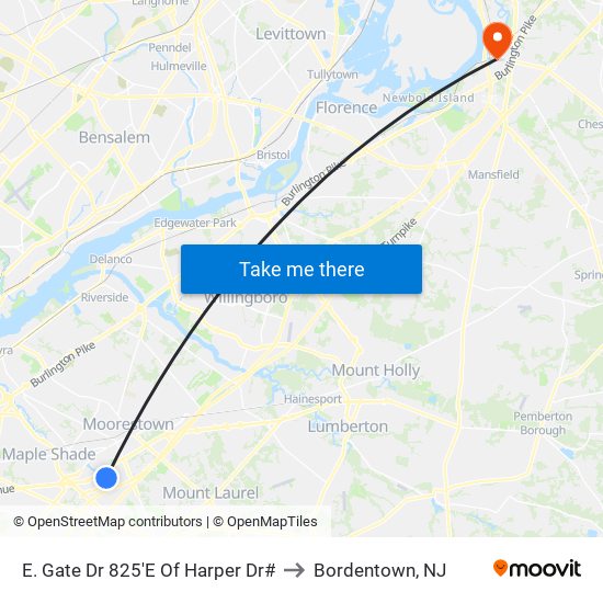 E. Gate Dr 825'E Of Harper Dr# to Bordentown, NJ map