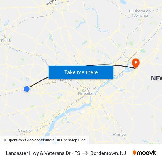 Lancaster Hwy & Veterans Dr - FS to Bordentown, NJ map