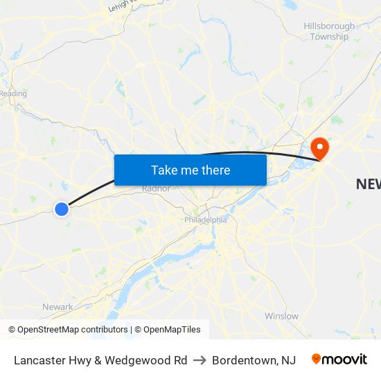 Lancaster Hwy & Wedgewood Rd to Bordentown, NJ map