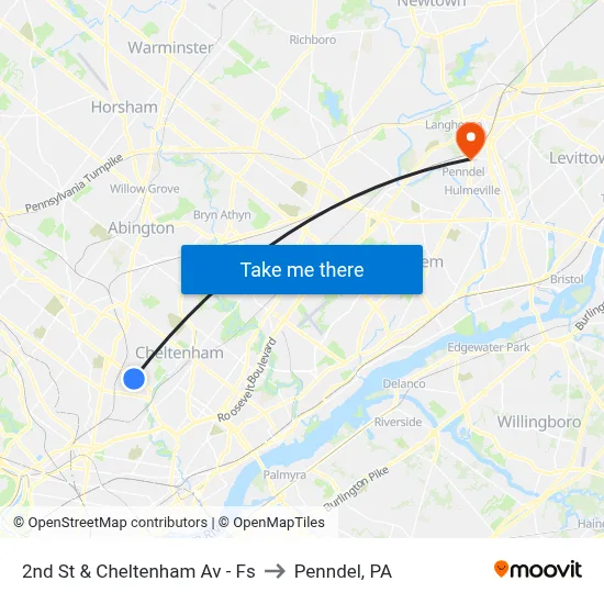 2nd St & Cheltenham Av - Fs to Penndel, PA map