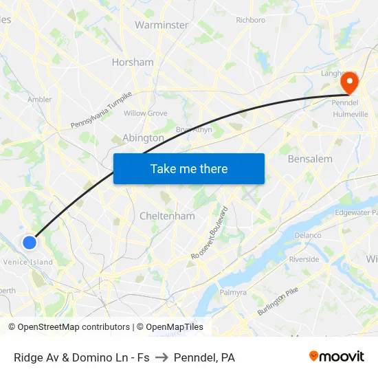 Ridge Av & Domino Ln - Fs to Penndel, PA map