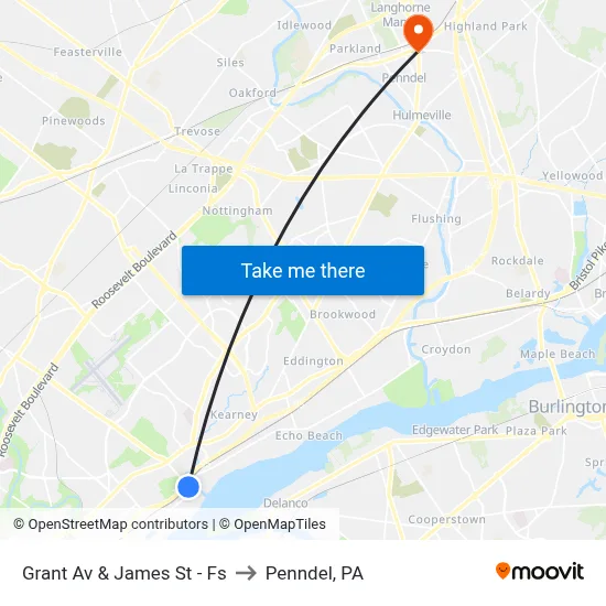 Grant Av & James St - Fs to Penndel, PA map