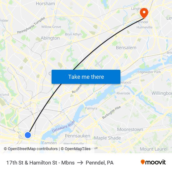 17th St & Hamilton St - Mbns to Penndel, PA map