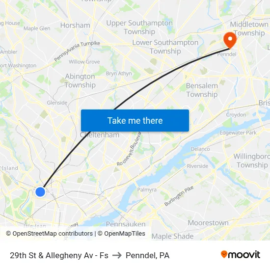 29th St & Allegheny Av - Fs to Penndel, PA map