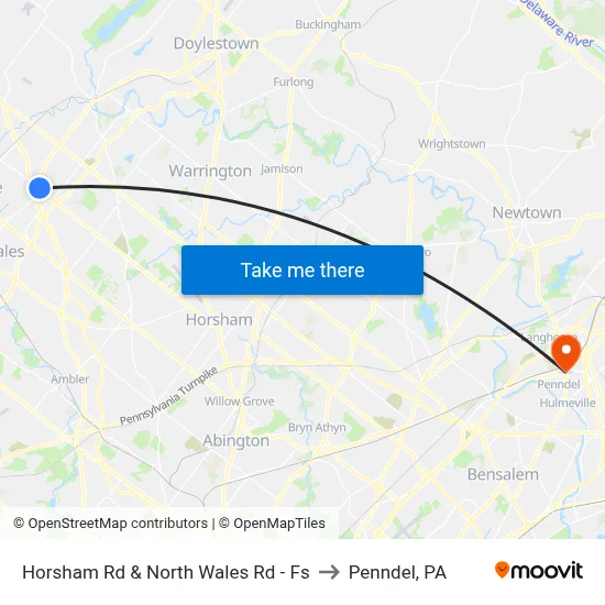Horsham Rd & North Wales Rd - Fs to Penndel, PA map