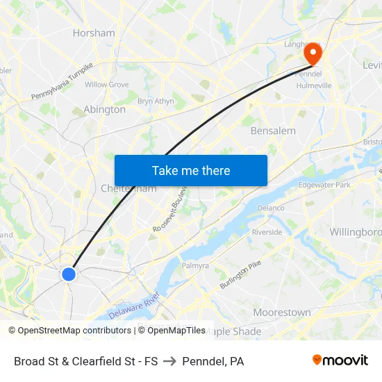 Broad St & Clearfield St - FS to Penndel, PA map