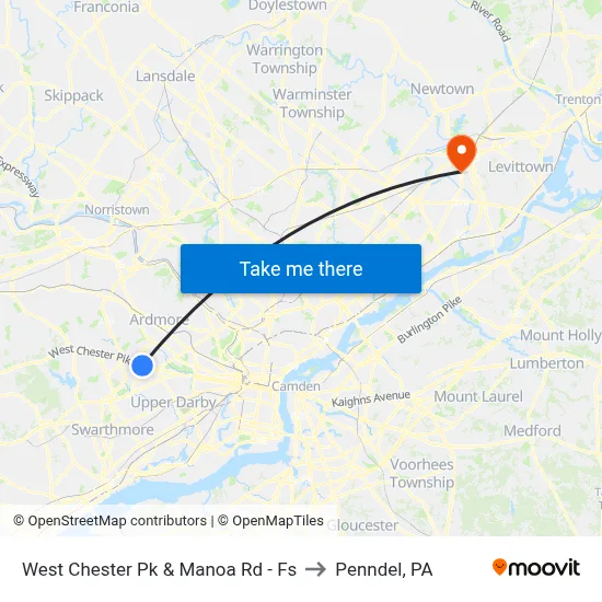 West Chester Pk & Manoa Rd - Fs to Penndel, PA map