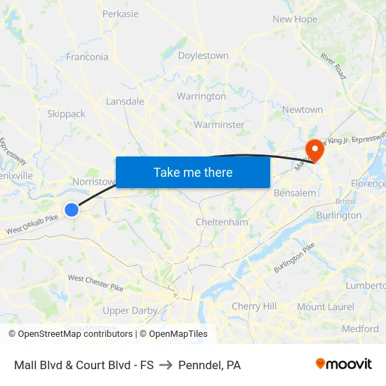 Mall Blvd & Court Blvd - FS to Penndel, PA map