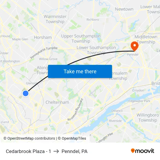 Cedarbrook Plaza - 1 to Penndel, PA map