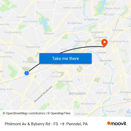Philmont Av & Byberry Rd - FS to Penndel, PA map
