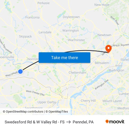 Swedesford Rd & W Valley Rd - FS to Penndel, PA map