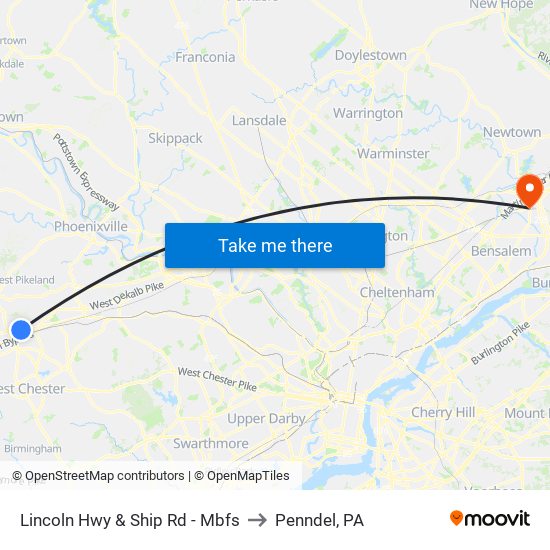 Lincoln Hwy & Ship Rd - Mbfs to Penndel, PA map