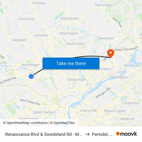 Renaissance Blvd & Swedeland Rd - Mbfs to Penndel, PA map