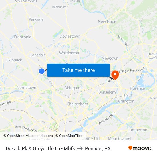 Dekalb Pk & Greycliffe Ln - Mbfs to Penndel, PA map