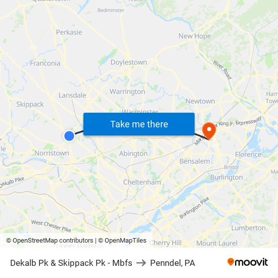 Dekalb Pk & Skippack Pk - Mbfs to Penndel, PA map