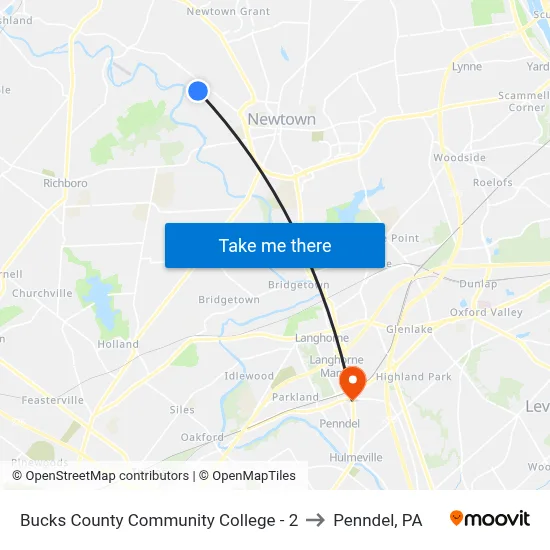 Bucks County Community College - 2 to Penndel, PA map