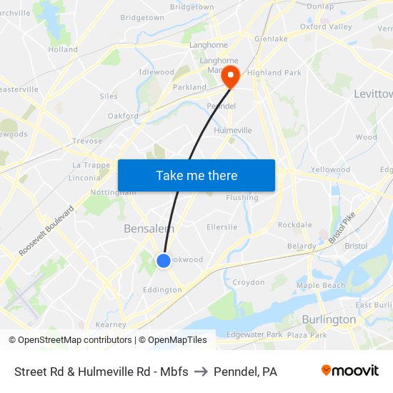 Street Rd & Hulmeville Rd - Mbfs to Penndel, PA map