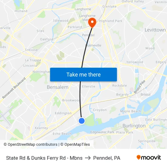 State Rd & Dunks Ferry Rd - Mbns to Penndel, PA map