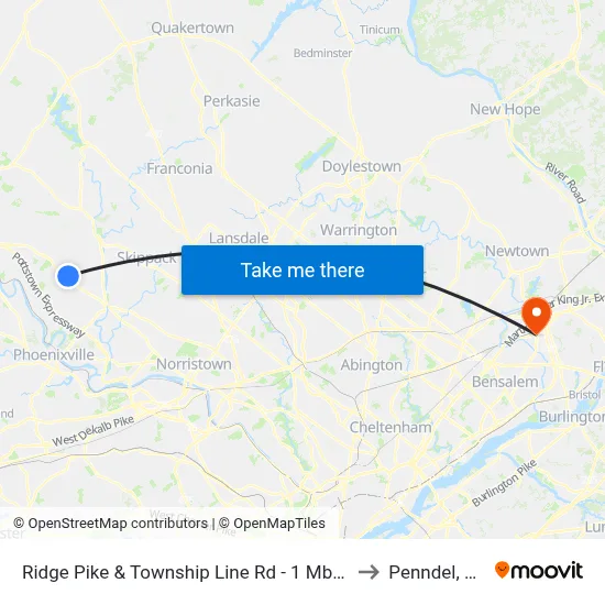 Ridge Pike & Township Line Rd - 1 Mbns to Penndel, PA map