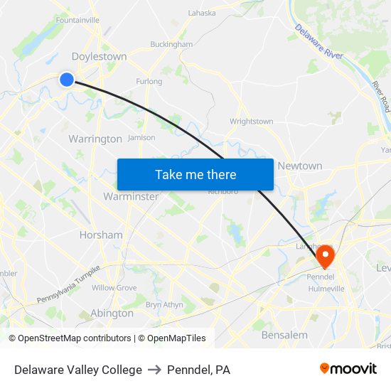 Delaware Valley College to Penndel, PA map