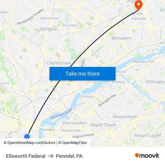 Ellsworth Federal to Penndel, PA map