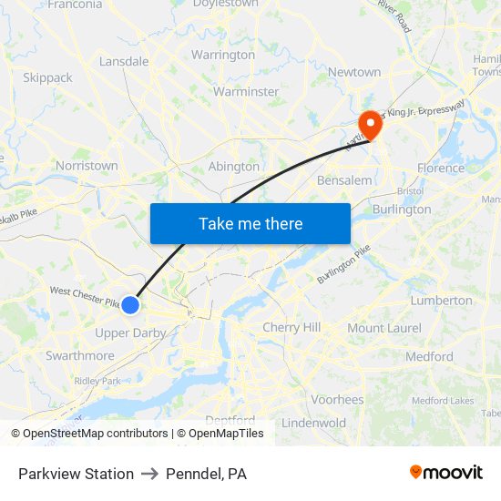 Parkview Station to Penndel, PA map