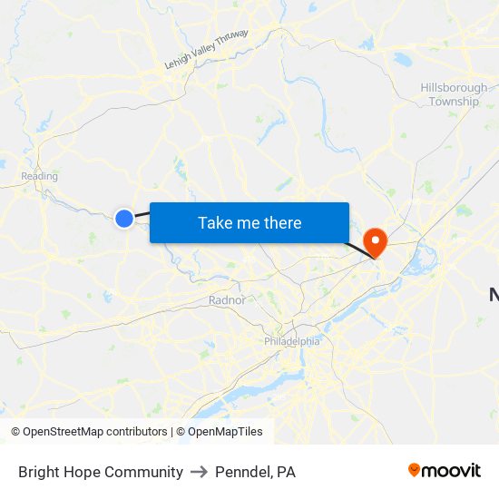 Bright Hope Community to Penndel, PA map