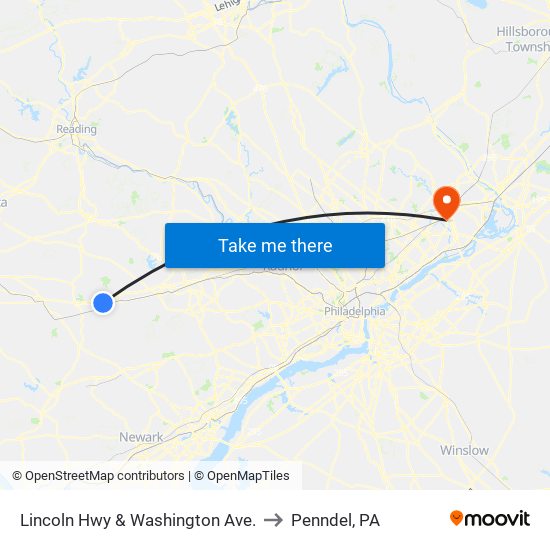 Lincoln Hwy & Washington Ave. to Penndel, PA map