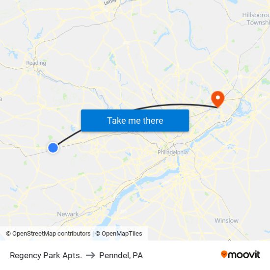 Regency Park Apts. to Penndel, PA map