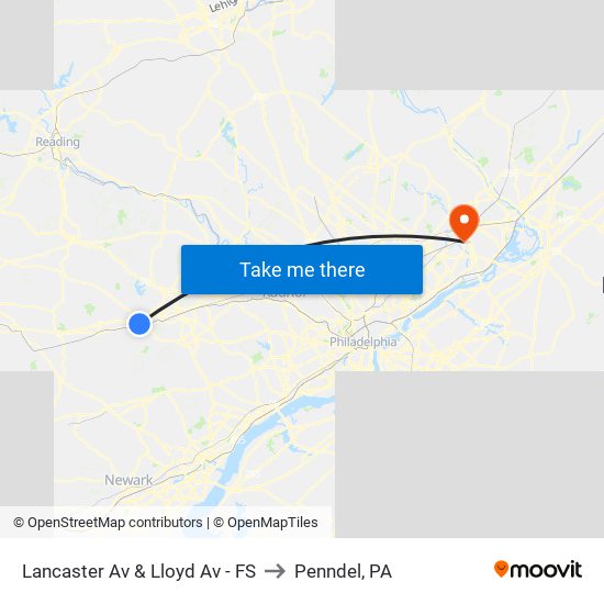 Lancaster Av & Lloyd Av - FS to Penndel, PA map