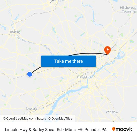 Lincoln Hwy & Barley Sheaf Rd - Mbns to Penndel, PA map