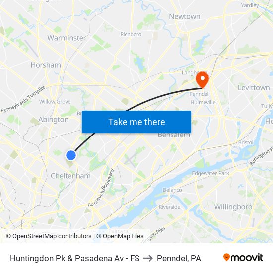 Huntingdon Pk & Pasadena Av - FS to Penndel, PA map