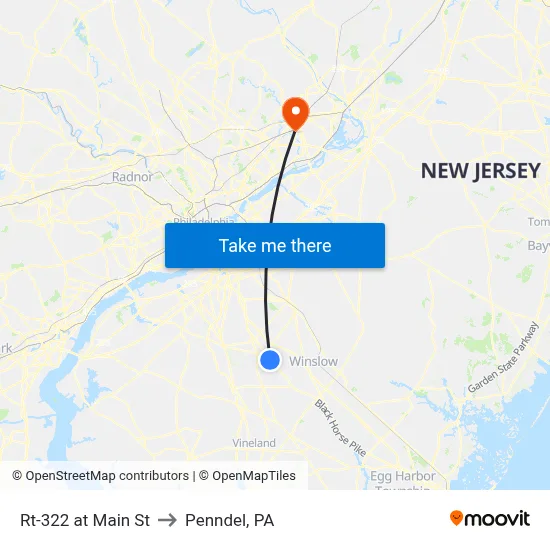 Rt-322 at Main St to Penndel, PA map