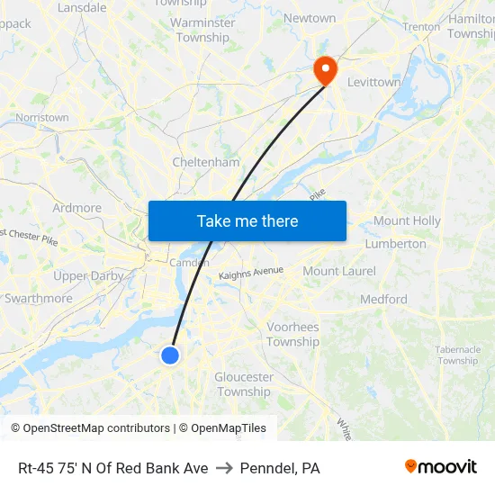 Rt-45 75' N Of Red Bank Ave to Penndel, PA map