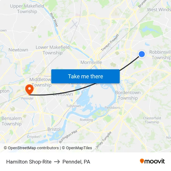 Hamilton Shop-Rite to Penndel, PA map