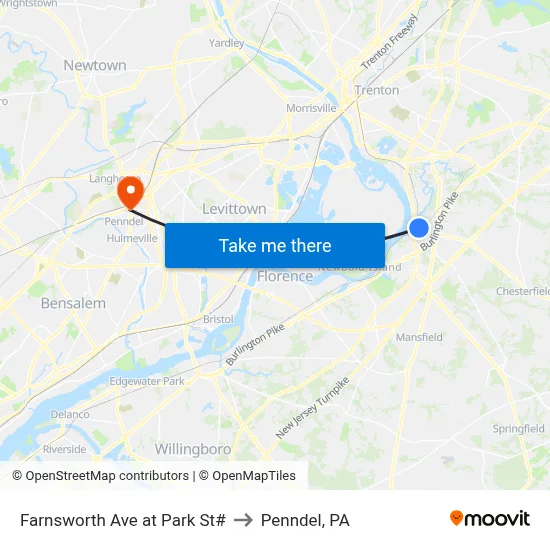 Farnsworth Ave at Park St# to Penndel, PA map