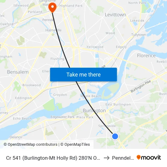Cr 541 (Burlington-Mt Holly Rd) 280'N Of Sunset Rd to Penndel, PA map