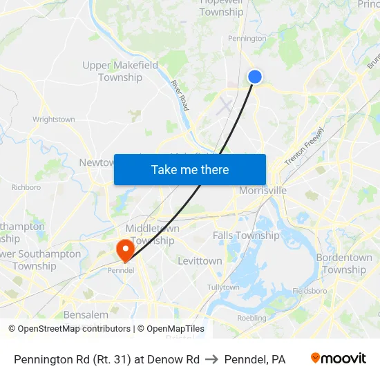 Pennington Rd (Rt. 31)  at Denow Rd to Penndel, PA map
