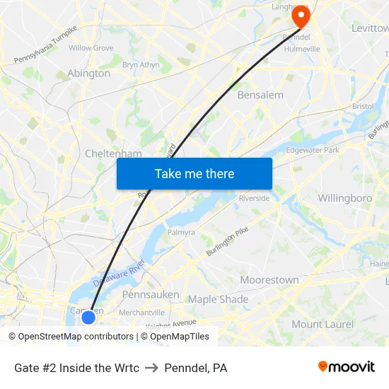 Gate #2 Inside the Wrtc to Penndel, PA map