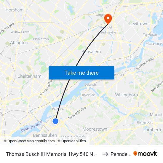 Thomas Busch III Memorial Hwy 540'N Of National H# to Penndel, PA map