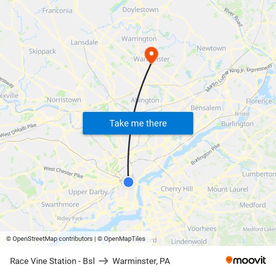 Race Vine Station - Bsl to Warminster, PA map