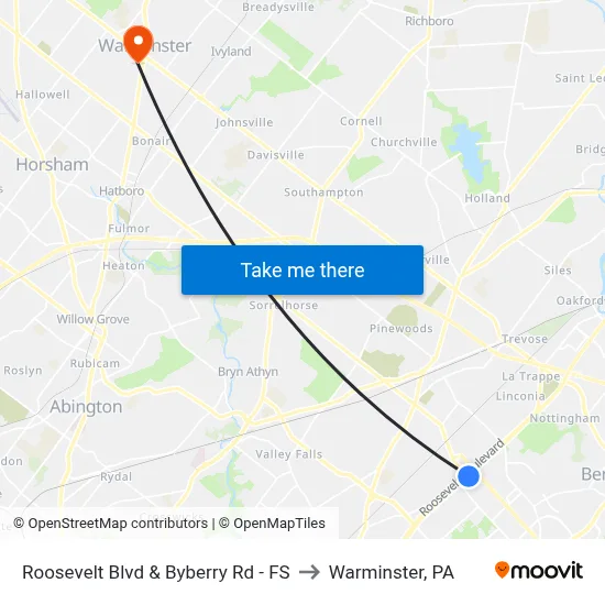Roosevelt Blvd & Byberry Rd - FS to Warminster, PA map
