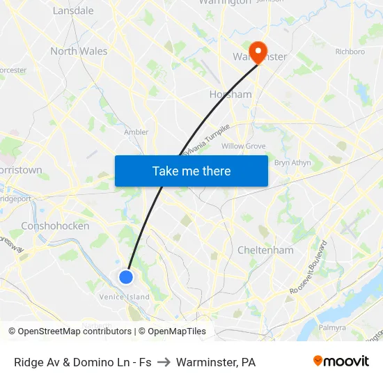 Ridge Av & Domino Ln - Fs to Warminster, PA map