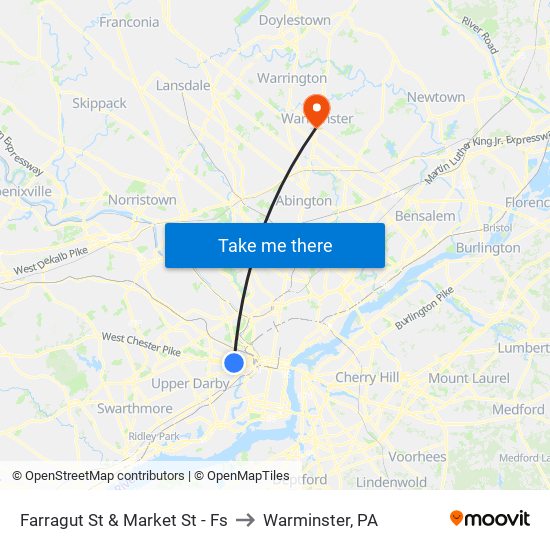 Farragut St & Market St - Fs to Warminster, PA map