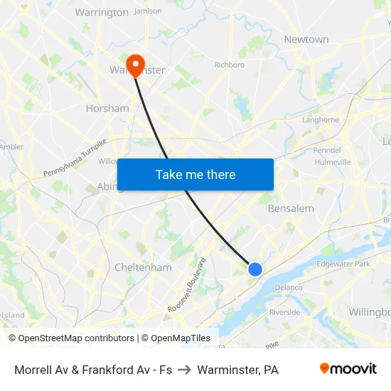 Morrell Av & Frankford Av - Fs to Warminster, PA map