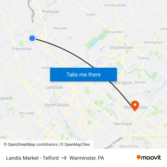 Landis Market - Telford to Warminster, PA map
