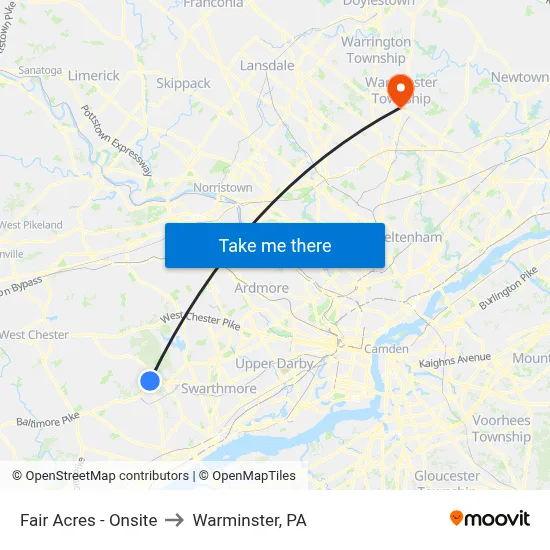 Fair Acres - Onsite to Warminster, PA map