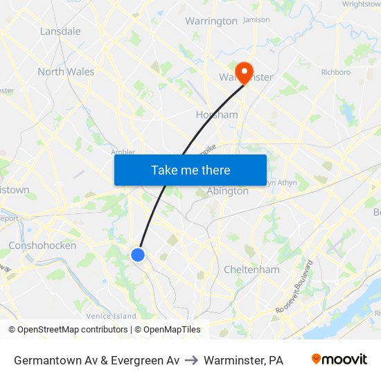 Germantown Av & Evergreen Av to Warminster, PA map